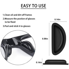 Nose pads attached to eyeglasses to prevent slipping