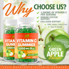 Just Nutrients close-up of green apple gummies highlighting appealing chewable texture