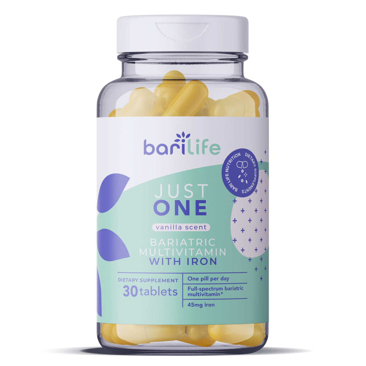 Just One daily bariatric multivitamin bottle with 30 tablets