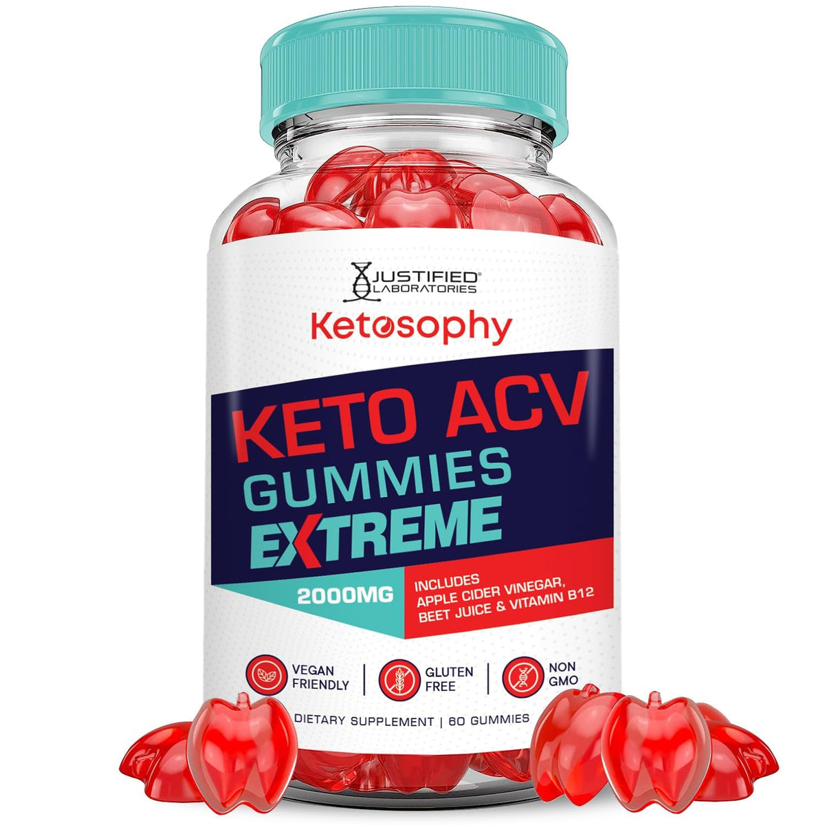 Front view of Justified Ketosophy Keto ACV Gummies Extreme bottle