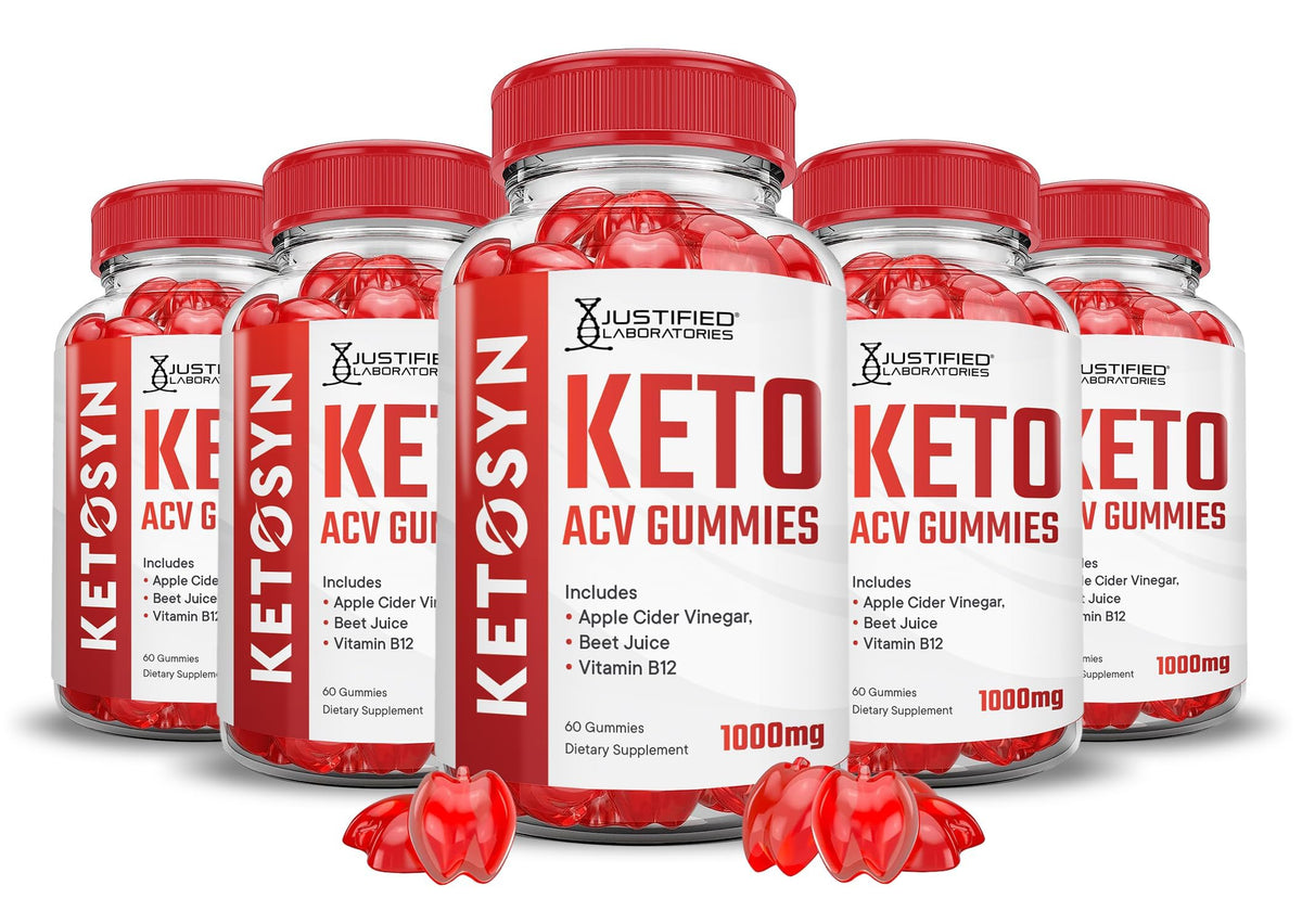 Justified Ketosyn ACV Gummies pack-front shows the five-pack for on-the-go daily use.