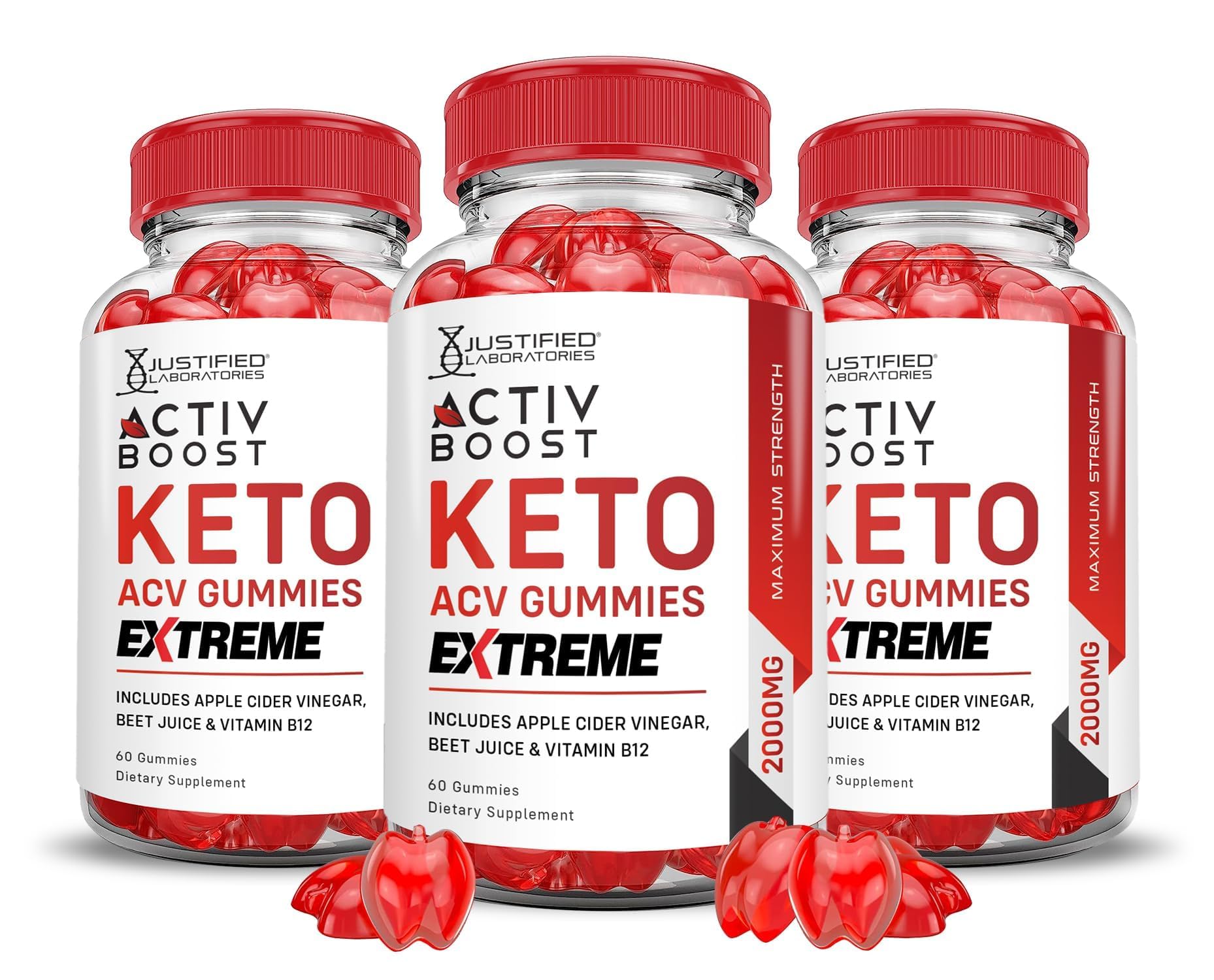 Justified Laboratories ActivBoost Keto ACV Gummies Extreme bottle front view