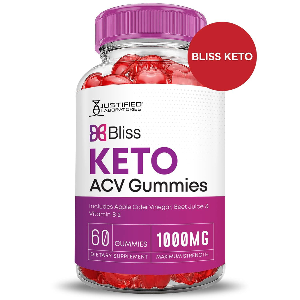 Justified Laboratories Bliss Keto ACV Gummies label closeup featuring B12 and folate.