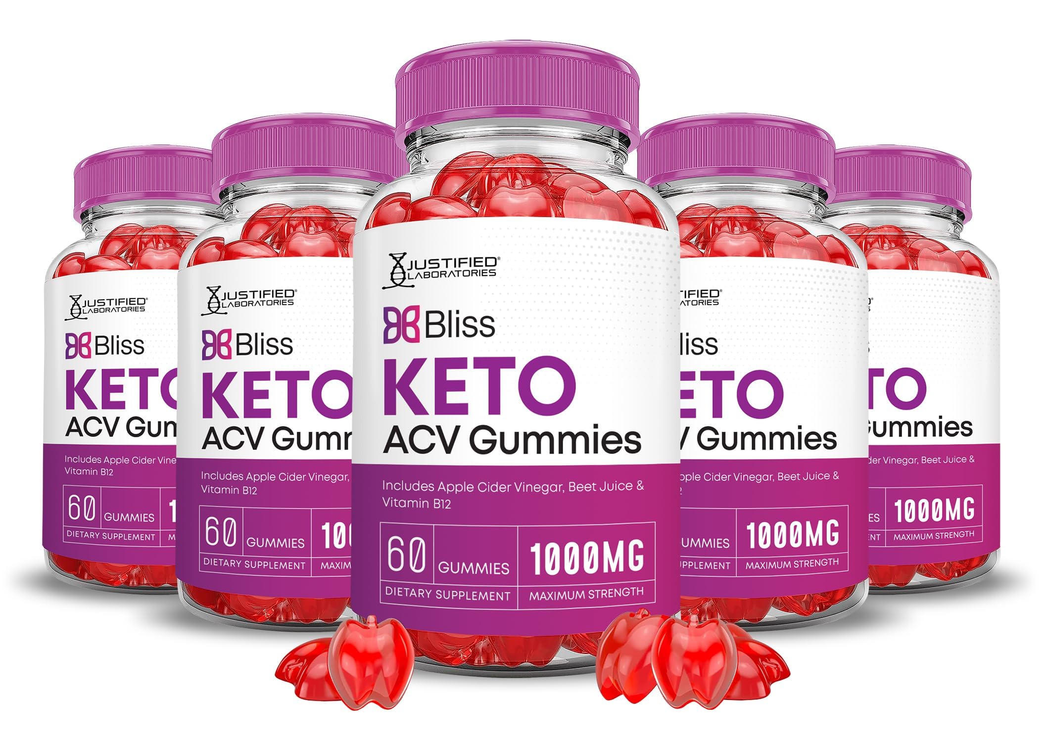 Justified Laboratories Bliss Keto ACV Gummies pack front for daily wellness support.