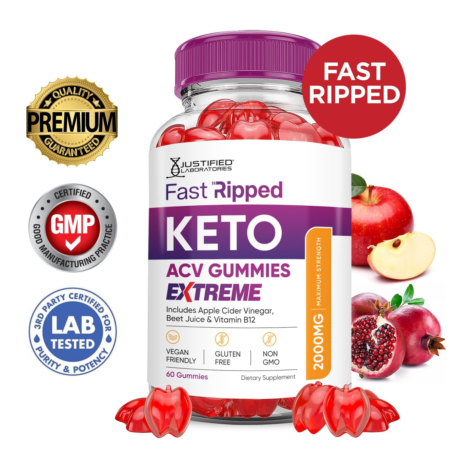 Close-up of a Fast Ripped Keto ACV gummy
