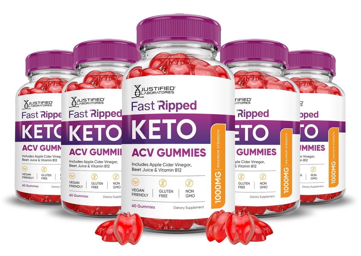 Justified Laboratories Fast Ripped Keto ACV Gummies bottle pour supports a simple daily routine.