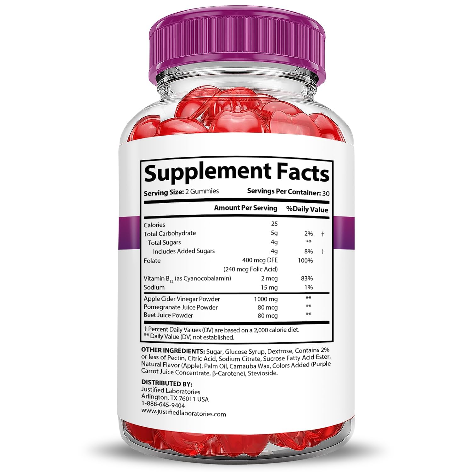 Justified Laboratories Fast Ripped Keto ACV gummies closeup highlighting convenient chewable nutrition.