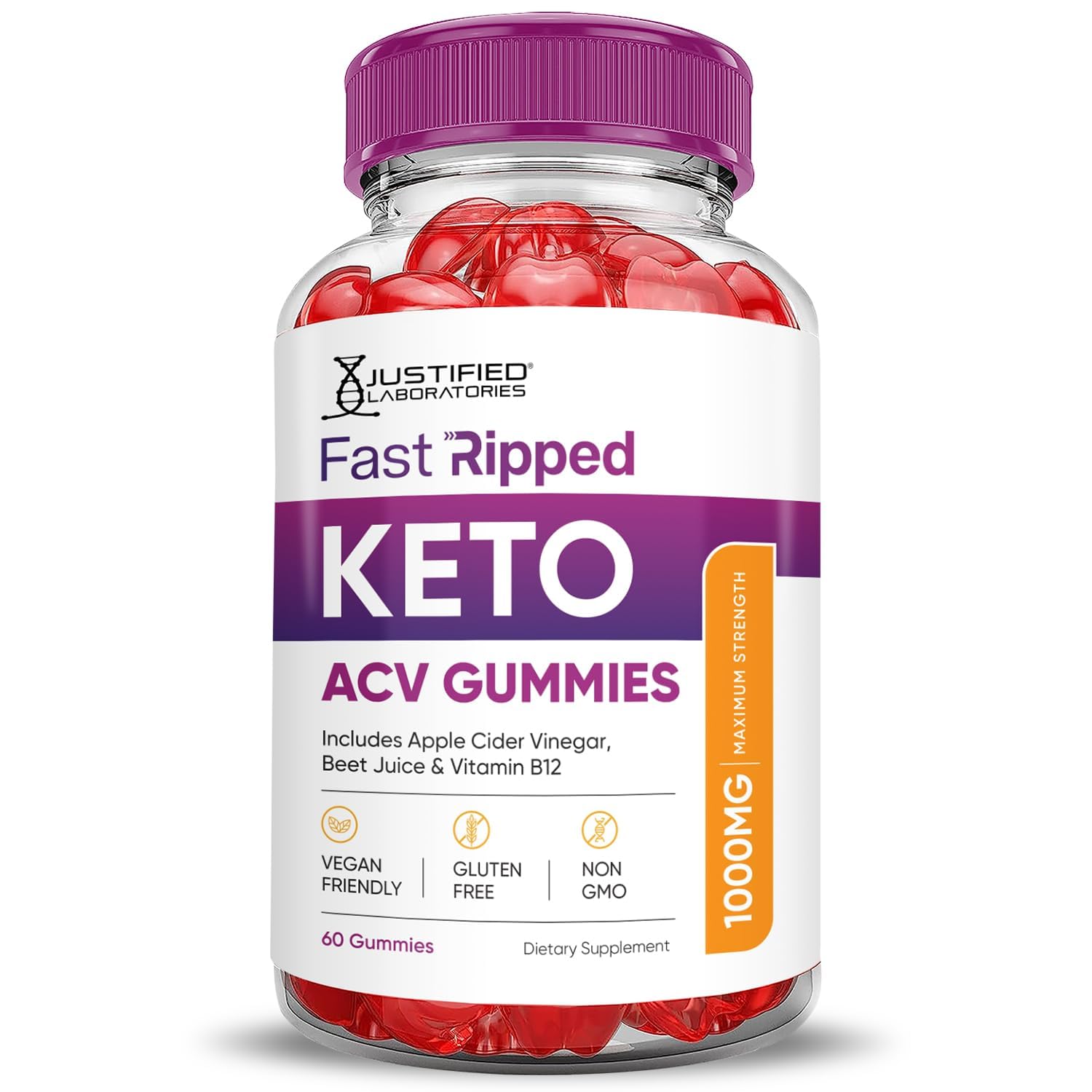 Justified Laboratories Fast Ripped Keto ACV 2-pack on shelf for quick daily use.