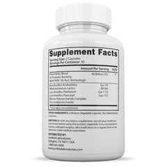 Back view of Fungus Clear Max Probiotic bottle showing nutrition facts
