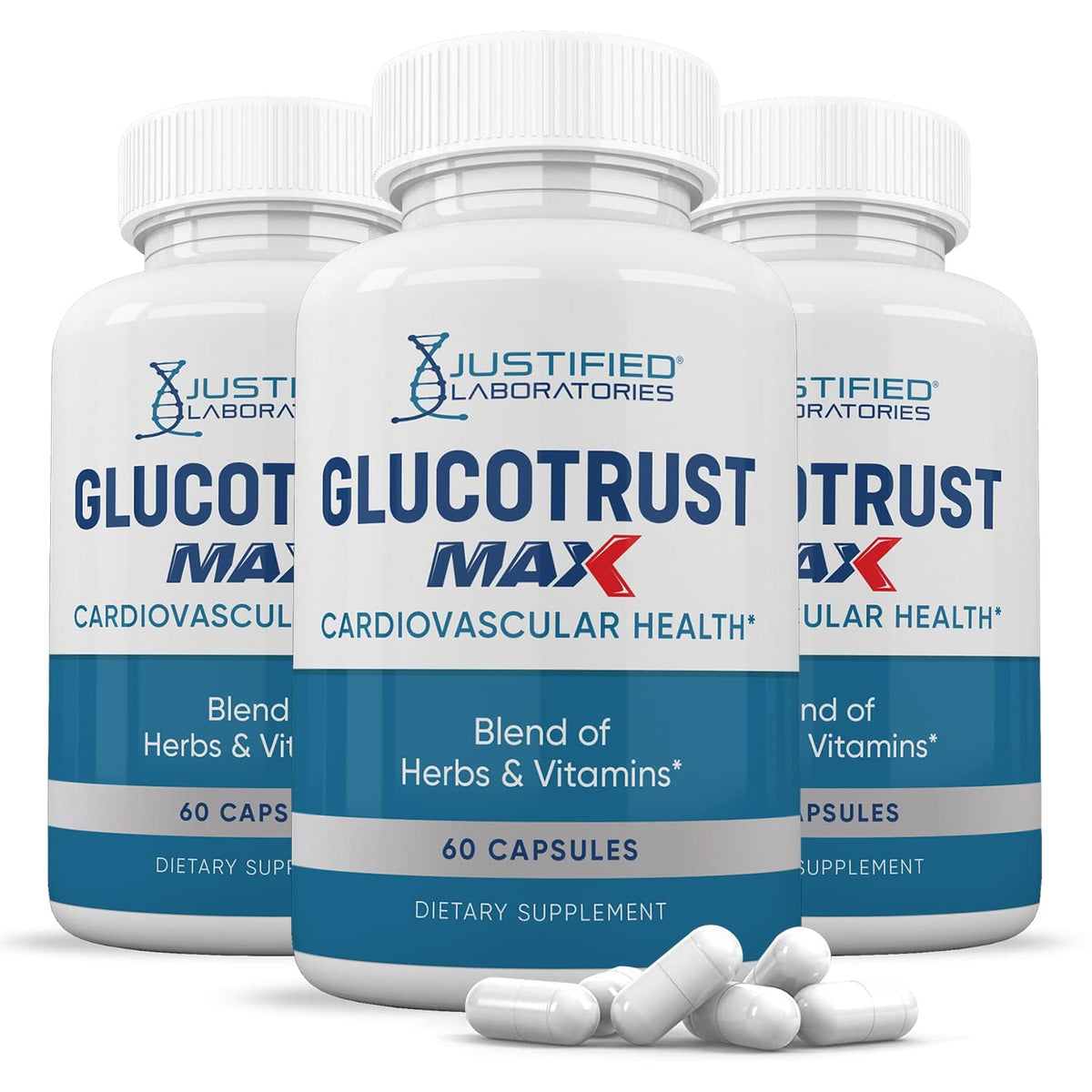 Justified Laboratories Glucotrust 3-Pack bottle front view