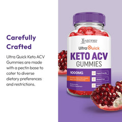 Justified Laboratories Ultra Quick Keto ACV gummies close-up texture emphasizes flavorful bite.