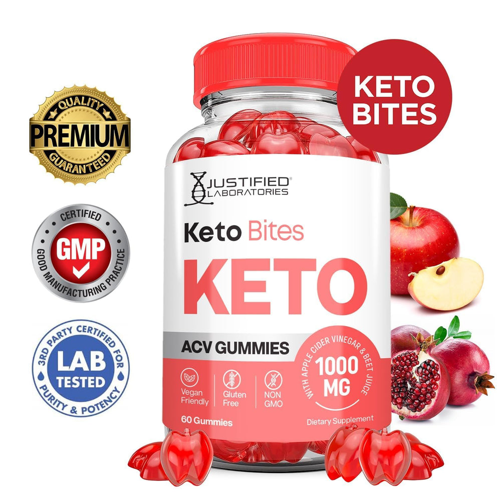 Justified Laboratories Keto Bites gummy powder ingredient closeup emphasizes beet juice and pomegranate blend