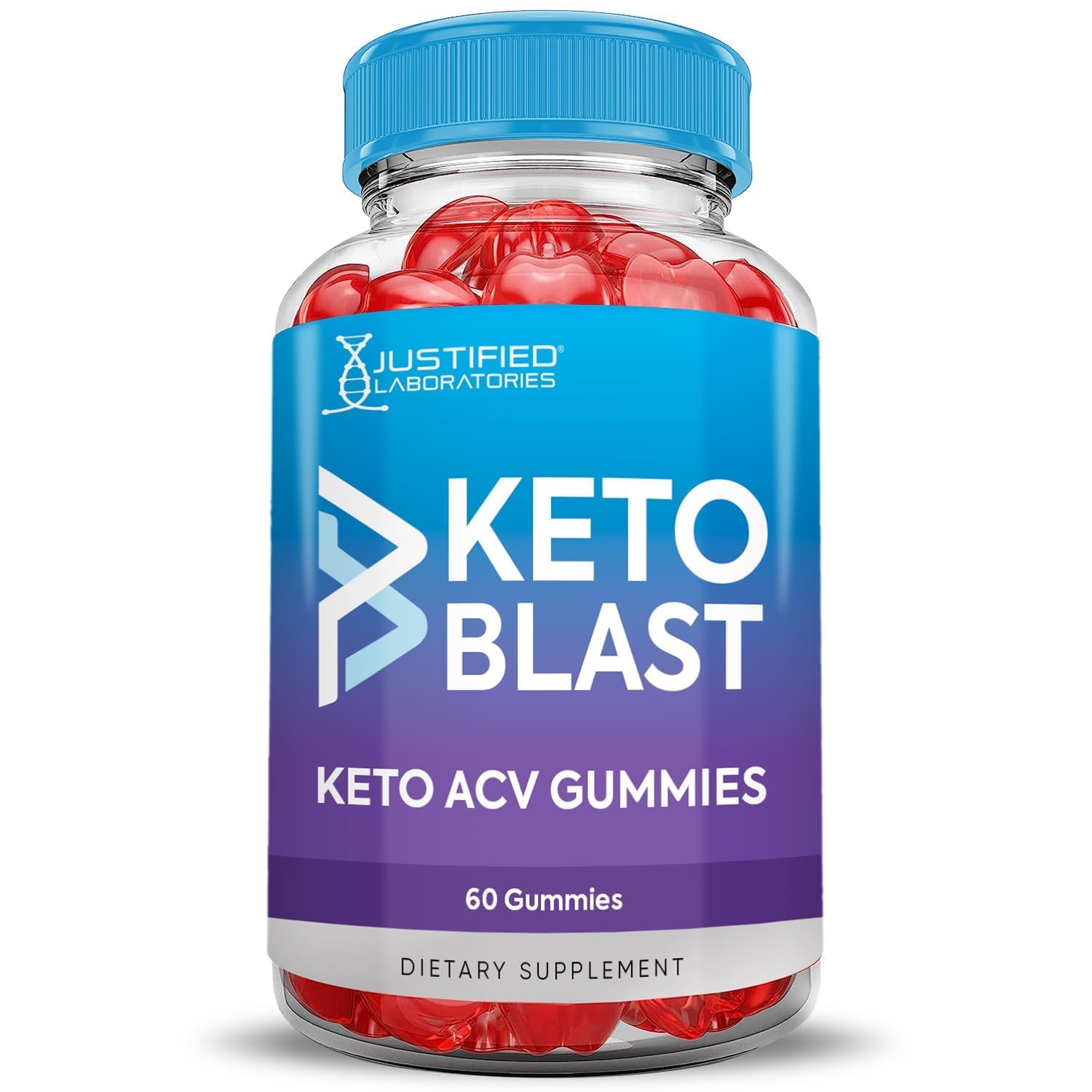 Justified Laboratories Keto Blast ACV Gummies dispense-serve shows chew-ready packaging for convenient daily use.