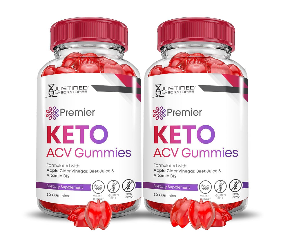 Justified Laboratories Premier Keto ACV gummies 2-pack box for daily wellness support.
