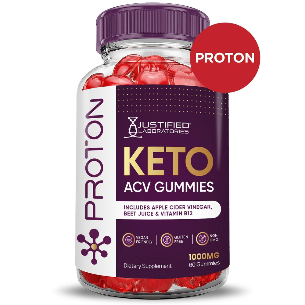Justified Laboratories Proton Protein Keto ACV Gummies apple piece image illustrates tangy apple flavor.