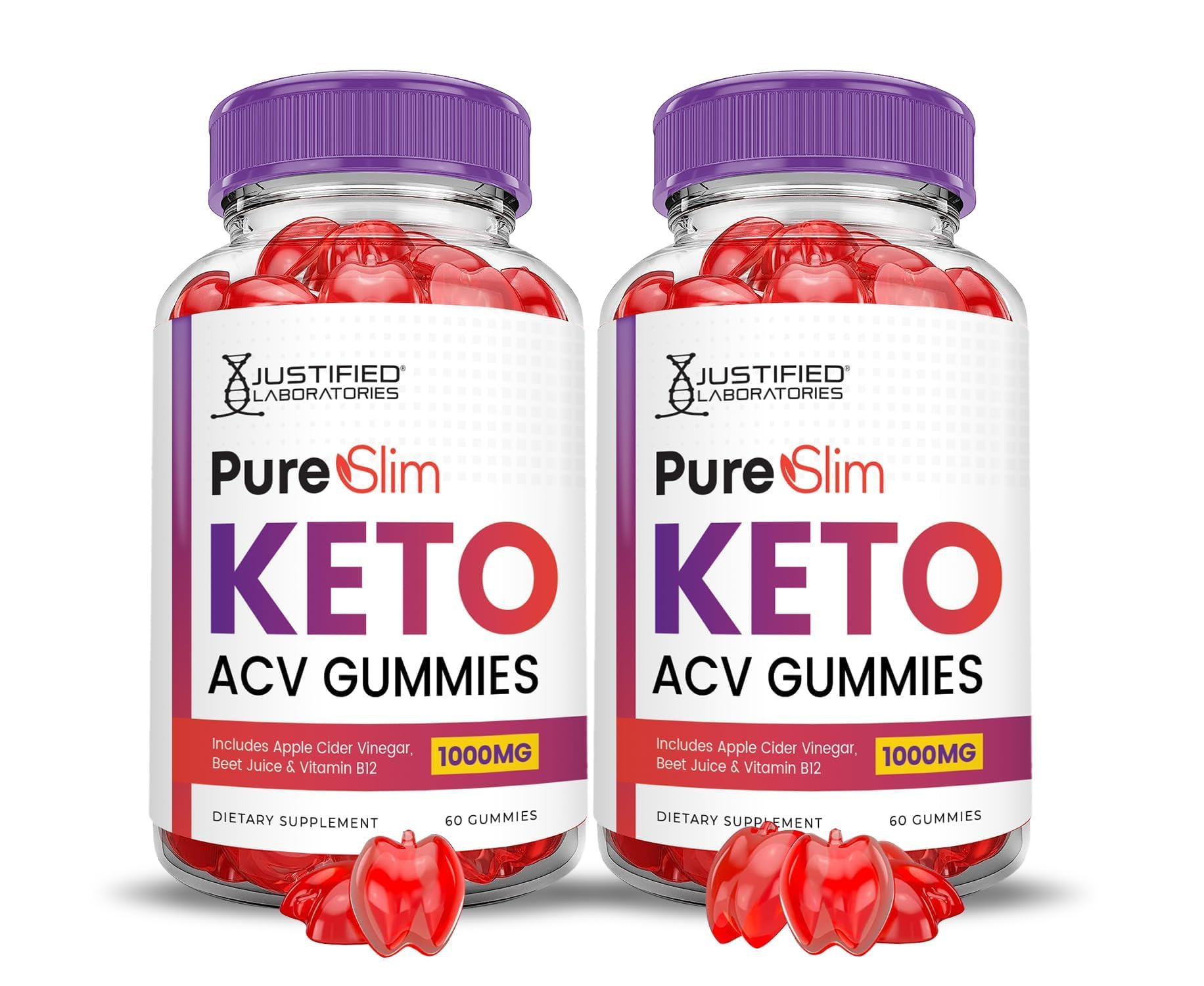 Justified Laboratories Pure Slim Keto ACV Gummies 2-Pack front view