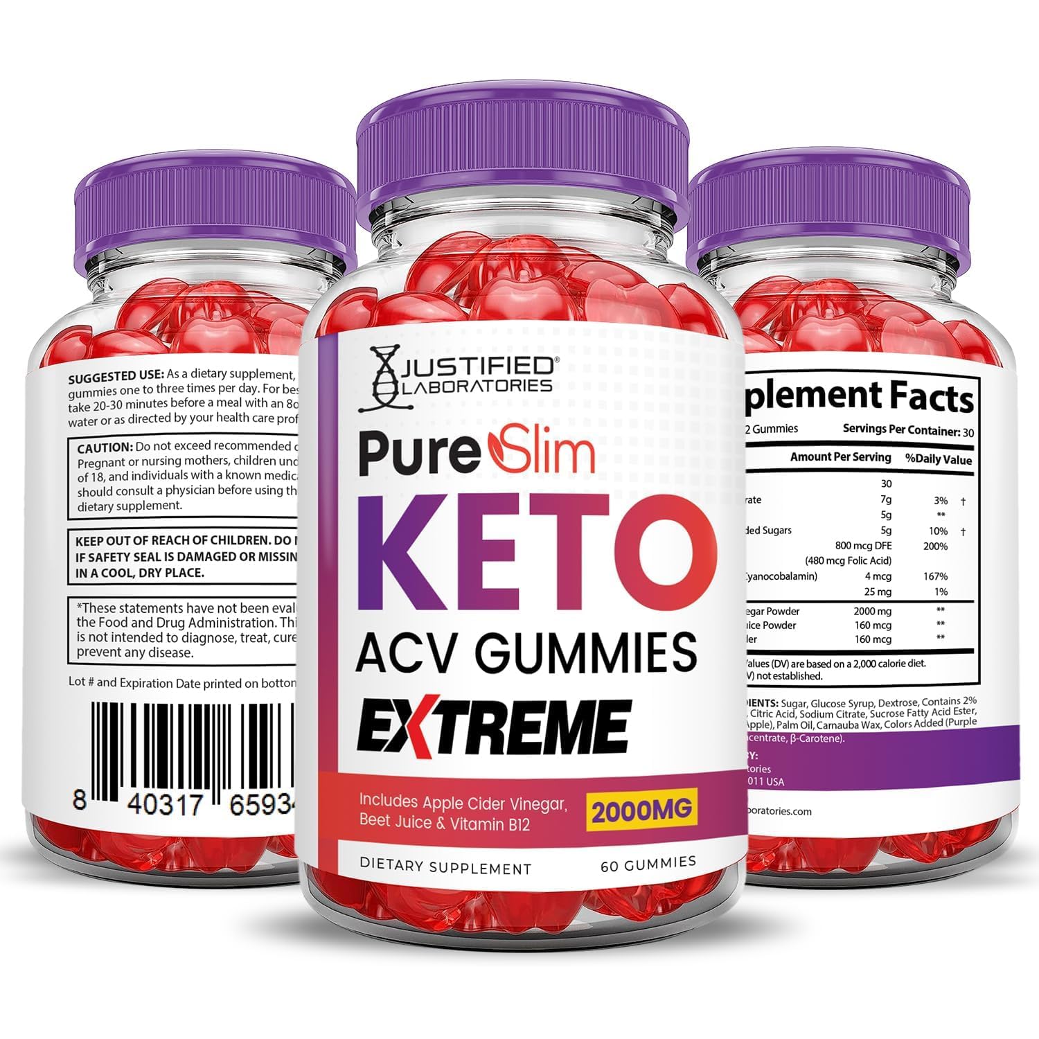 Justified Laboratories Pure Slim Keto ACV Gummies GMP facility badge signals quality control