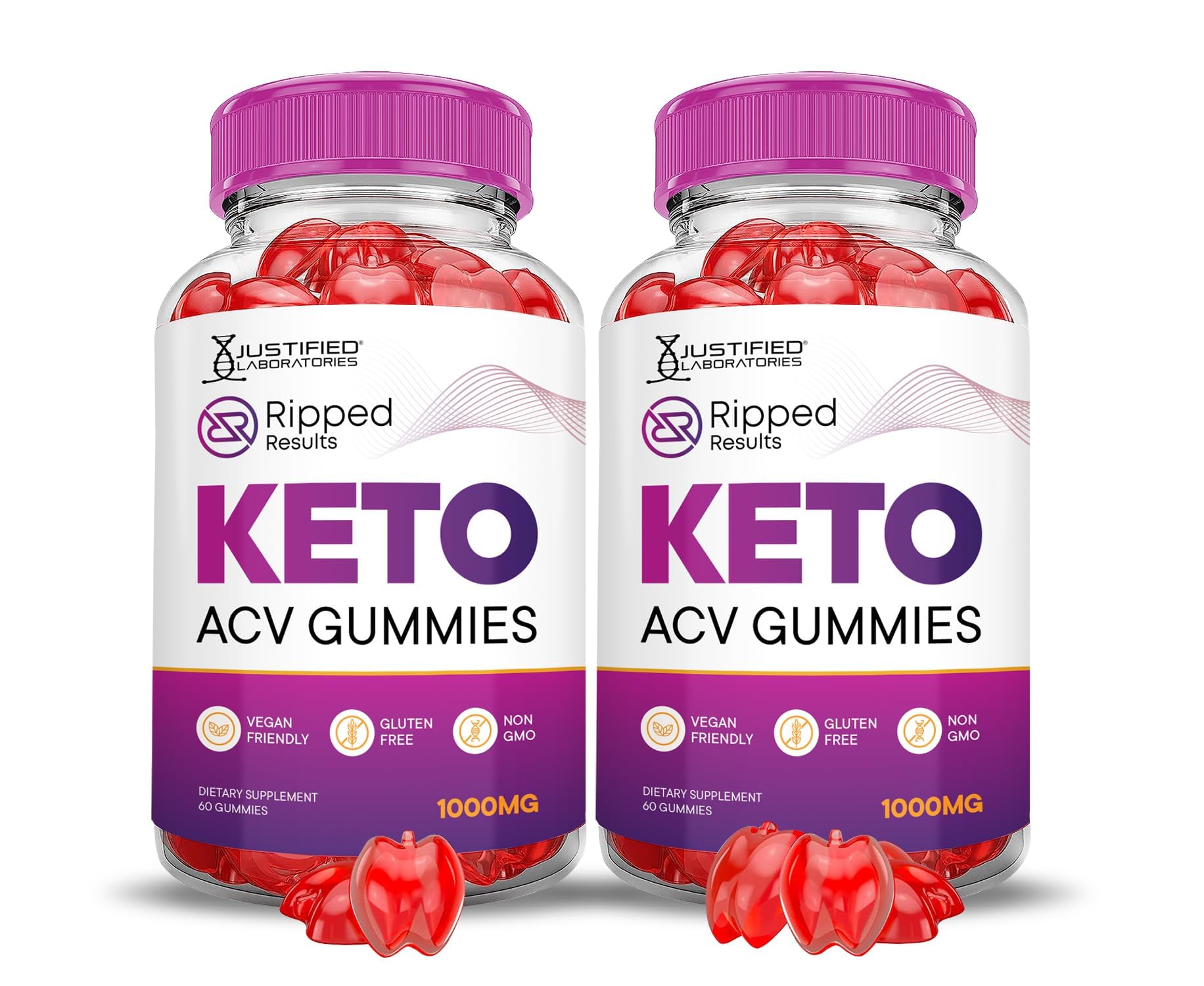 Justified Laboratories Ripped Results Keto ACV Gummies 2-Pack front view