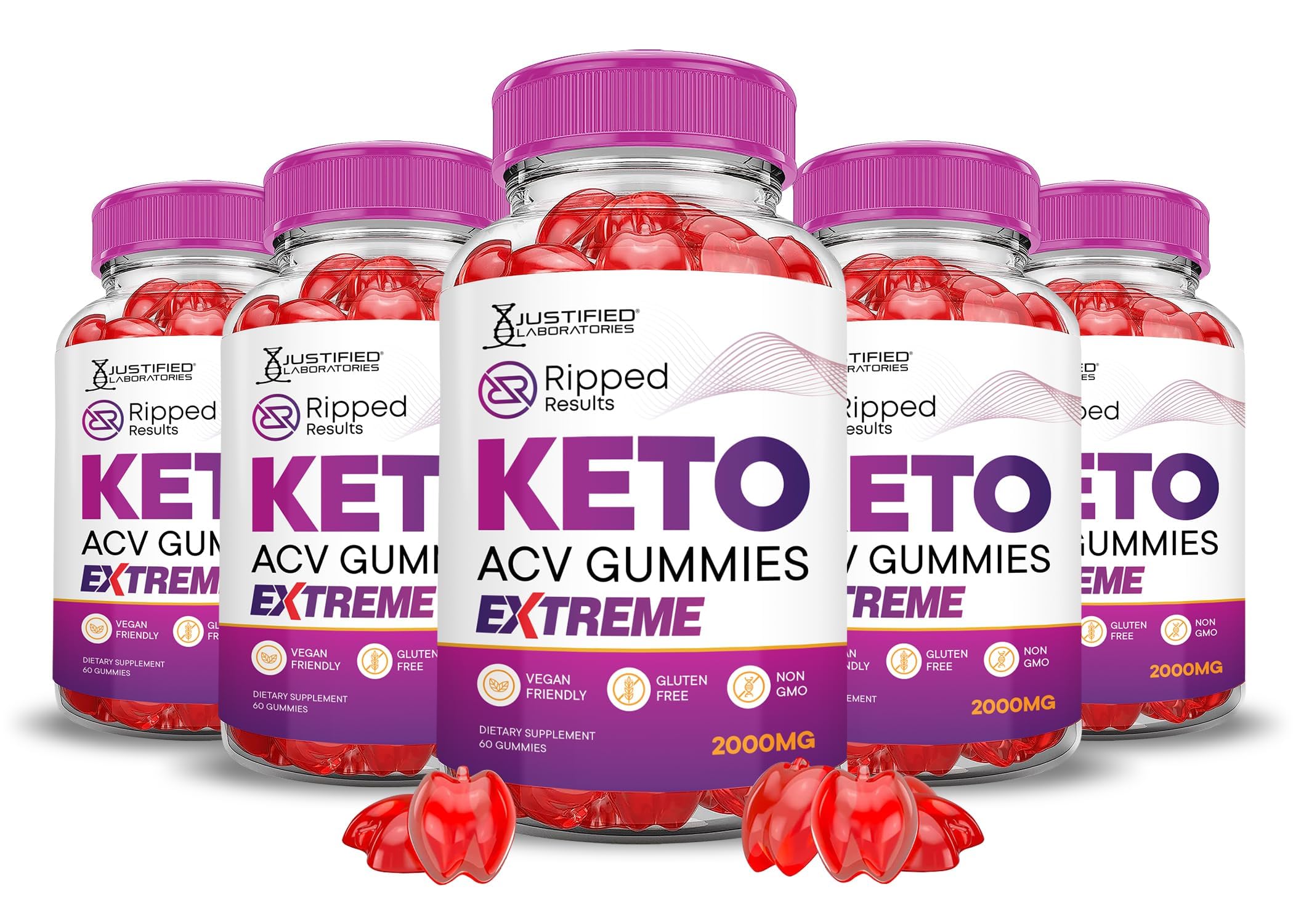 Justified Laboratories Ripped Results Keto ACV Gummies bottle—convenient daily supplement for keto routines.