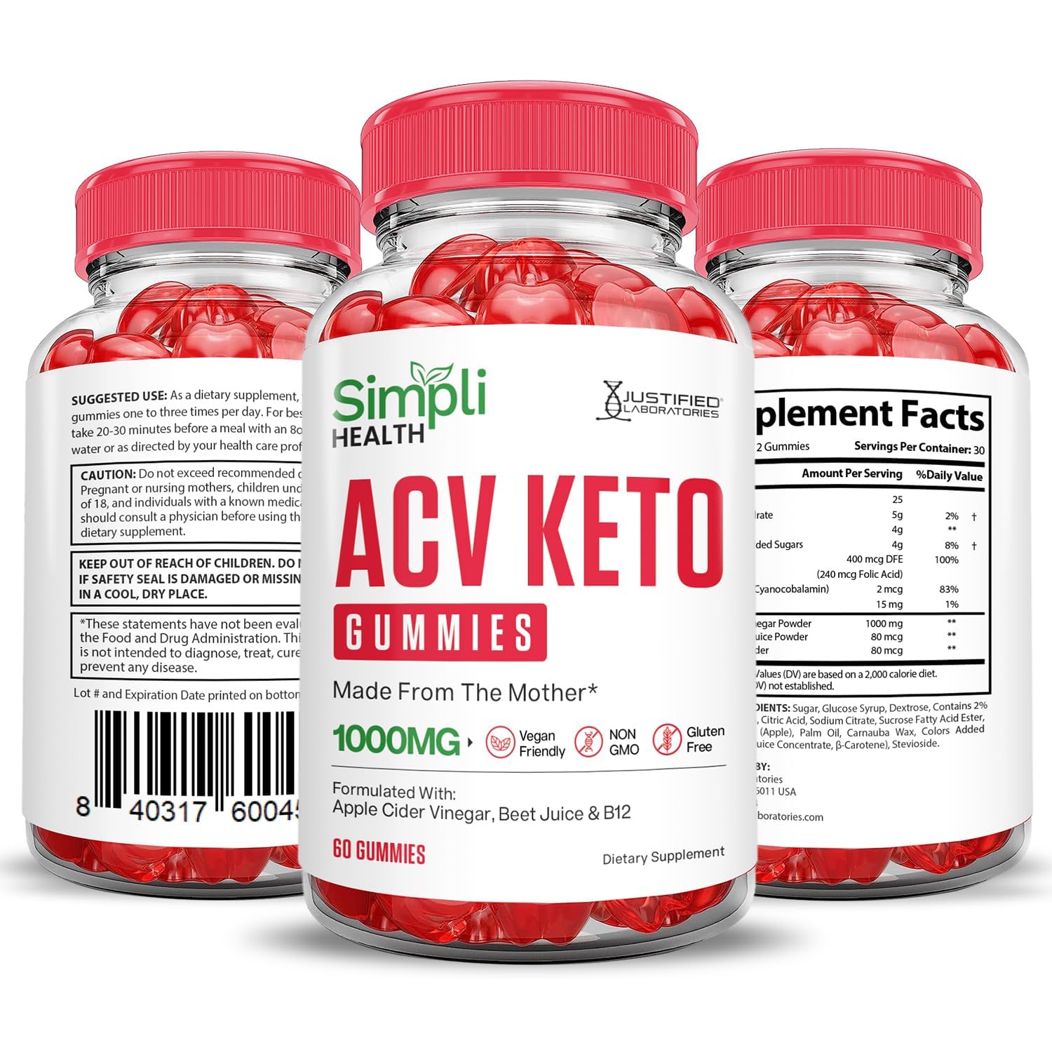 Justified Laboratories Simpli Health Keto ACV Gummies bite showing chewy texture