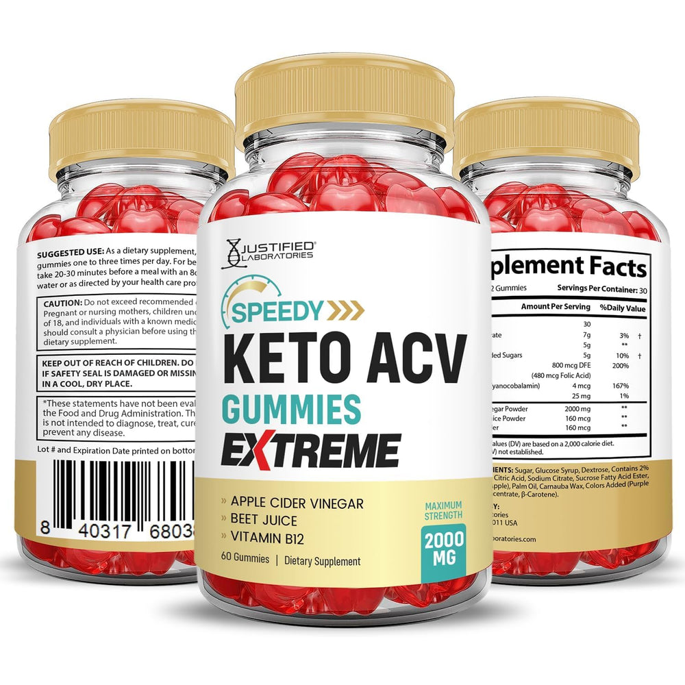 Justified Laboratories Speedy Keto ACV Gummies GMP facility badge signals quality.