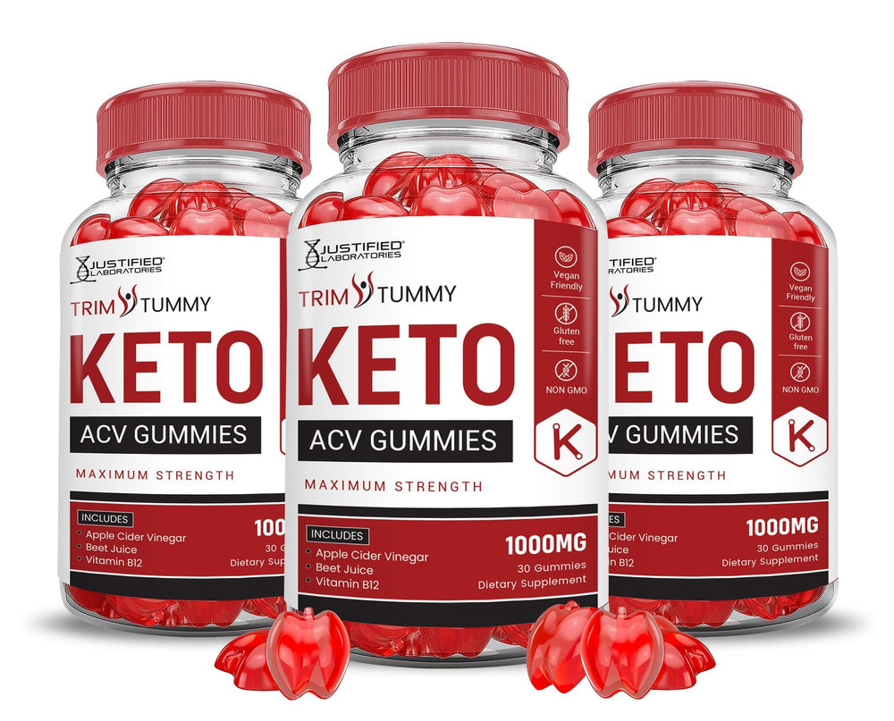 Justified Laboratories Trim Tummy Keto ACV bottle shows convenient daily chewable nutrition.