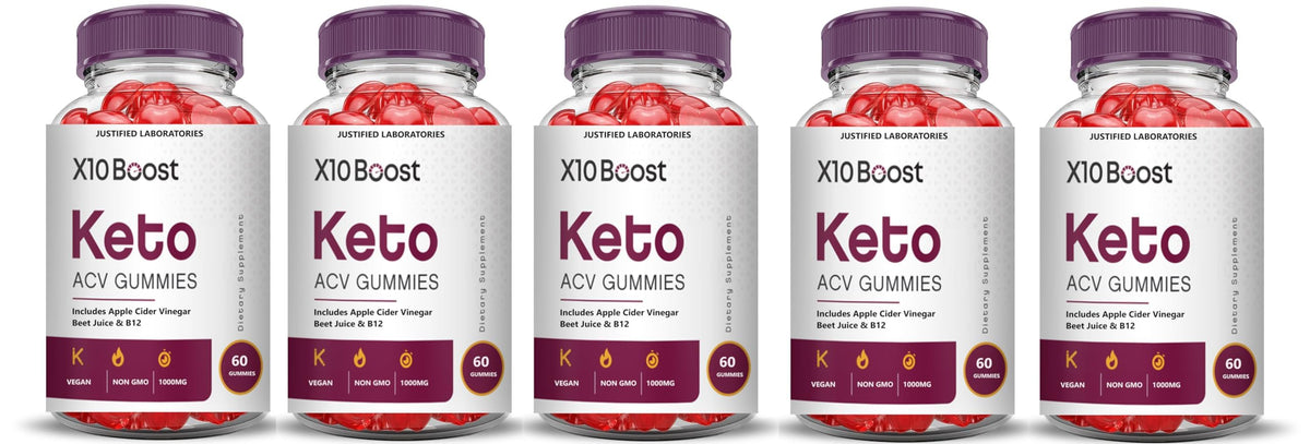 Justified Laboratories Keto ACV Gummies 5 Pack bottle and packaging front view