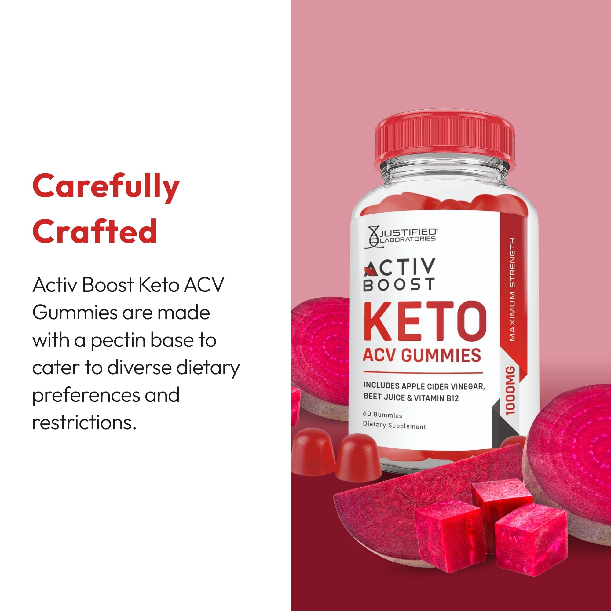 Vegan non-GMO Activboost Keto gummies with pectin base for clean snacking