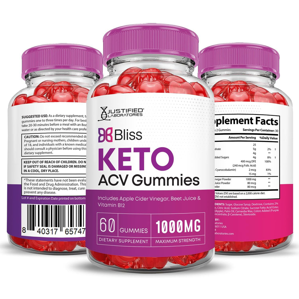 Justified Laboratories Bliss Keto ACV Gummies pack-display — great value for daily use