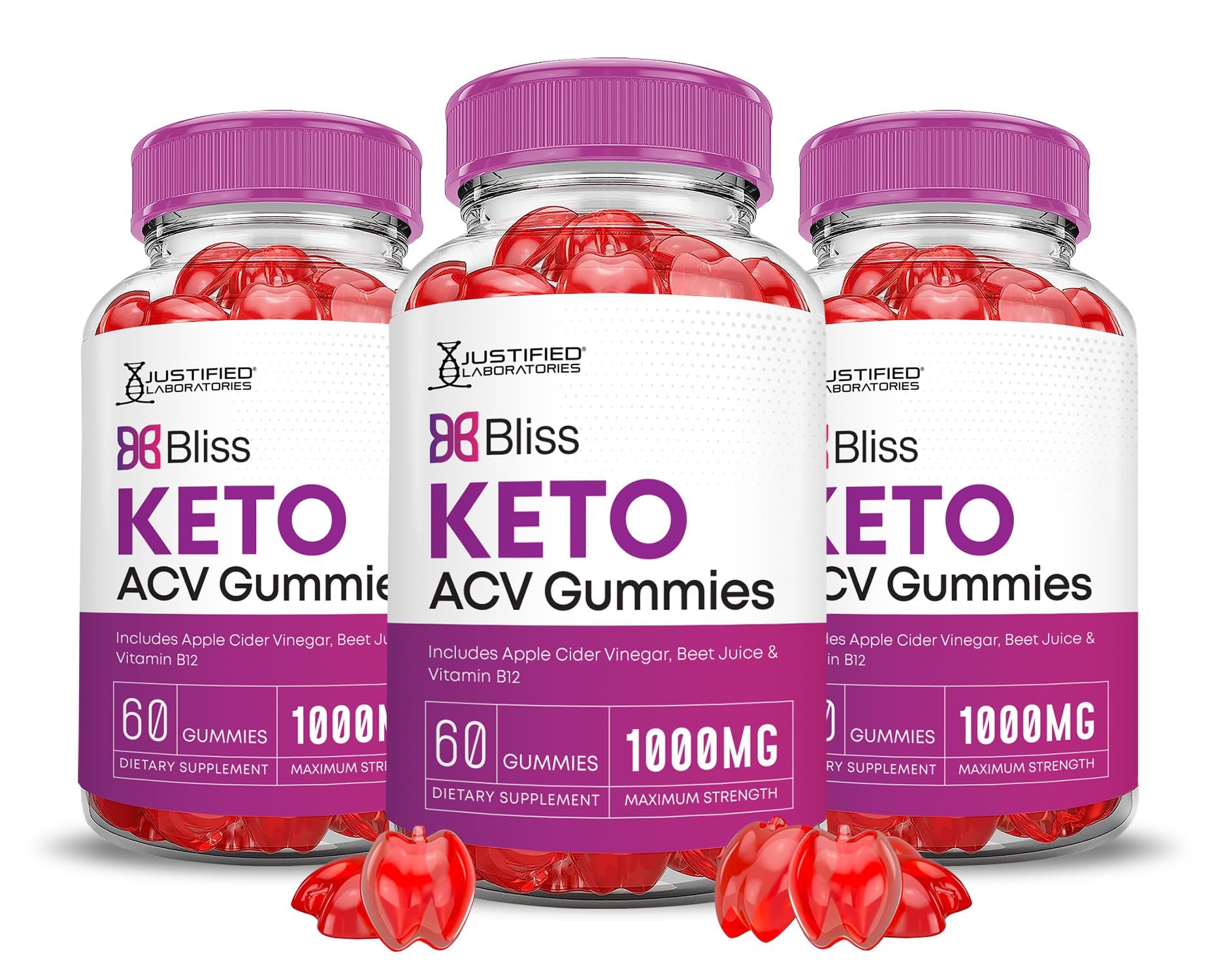 Justified Laboratories Bliss Keto ACV Gummies bottle — convenient daily boost for wellness