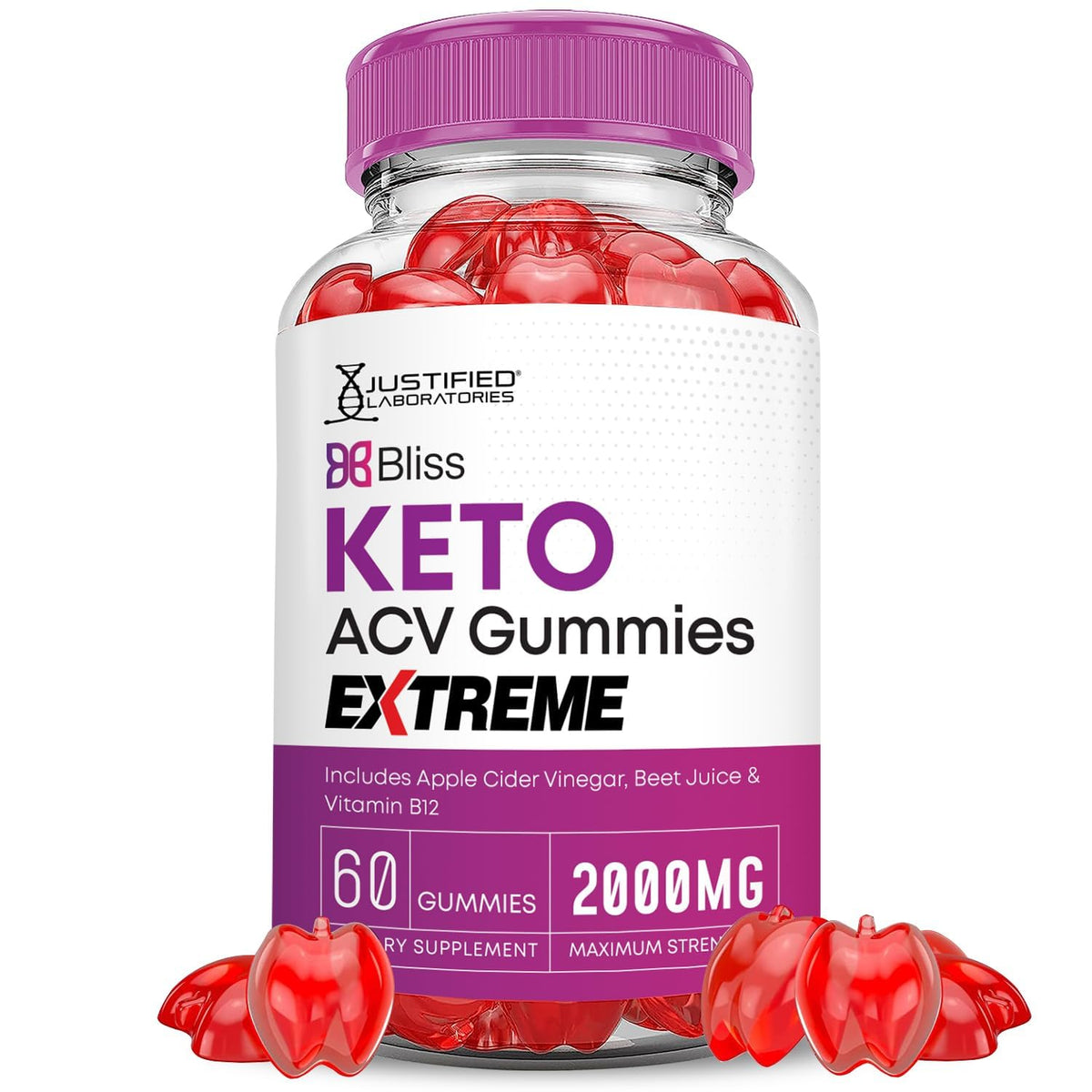 Front view of Bliss Keto ACV Gummies Extreme bottle