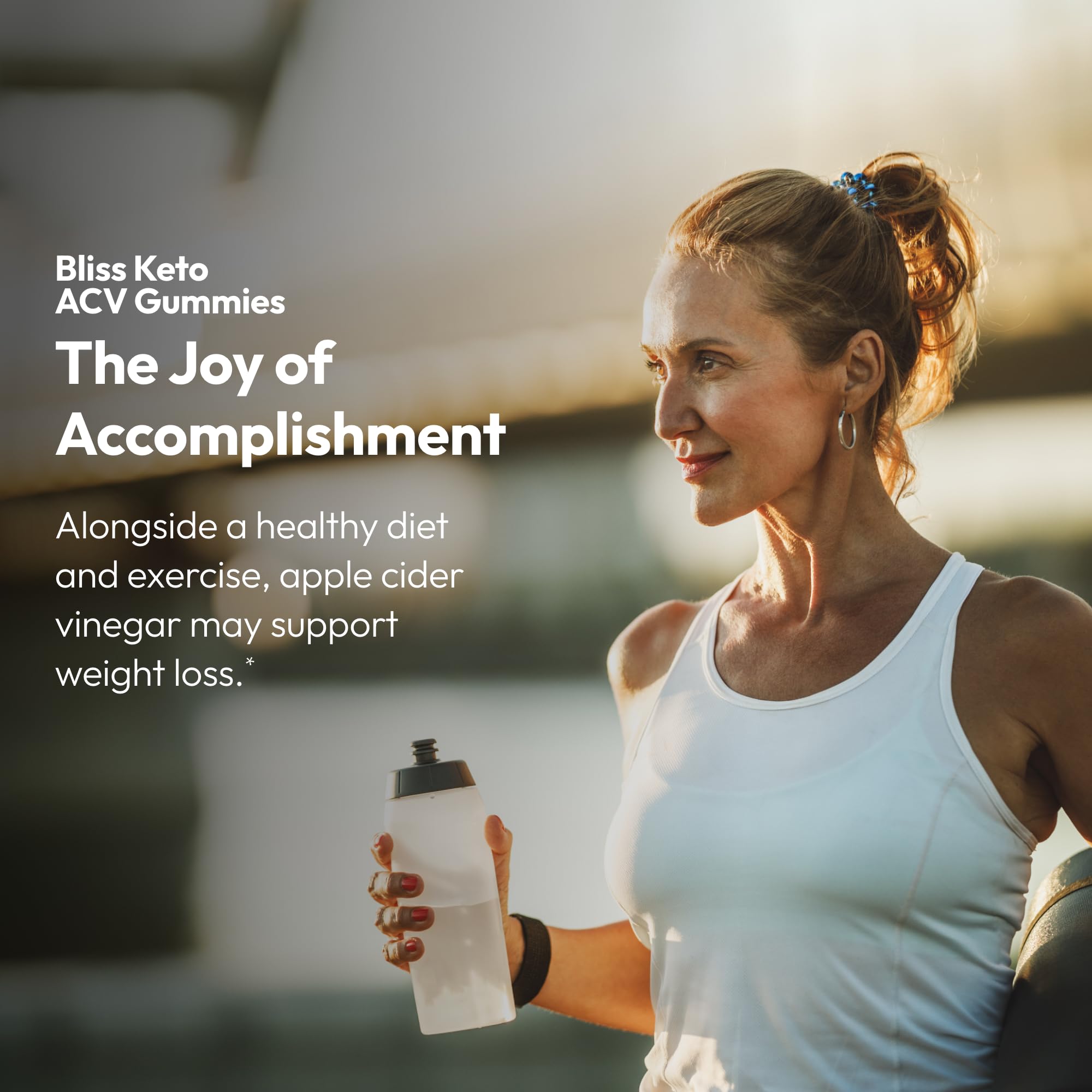 Justified Laboratories Bliss Keto ACV Gummies ingredients panel highlights beet juice, pomegranate, and B12 benefits.
