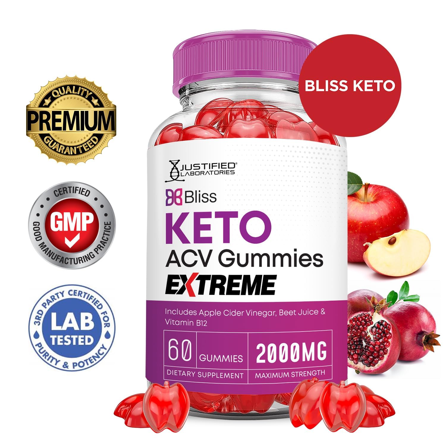 Close-up of Bliss Keto ACV Gummies Extreme label