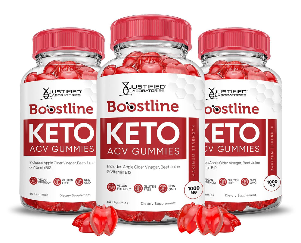 Justified Laboratories Boostline Keto ACV bottle promotes a keto-friendly snack option.