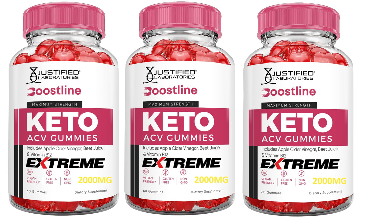 Front of Justified Laboratories Boostline Keto ACV Gummies 3-Pack 180g box