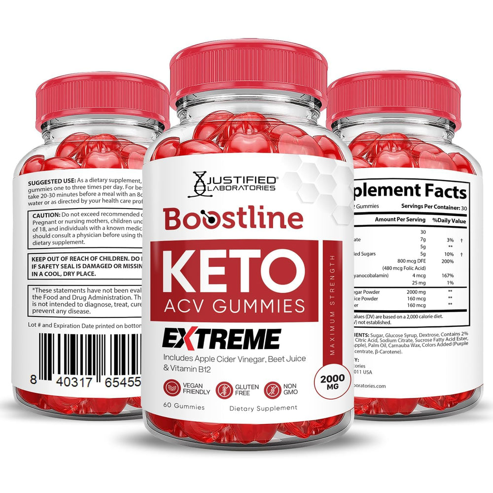 Justified Laboratories Boostline Keto ACV Gummies 5-pack convenient multi-pack.