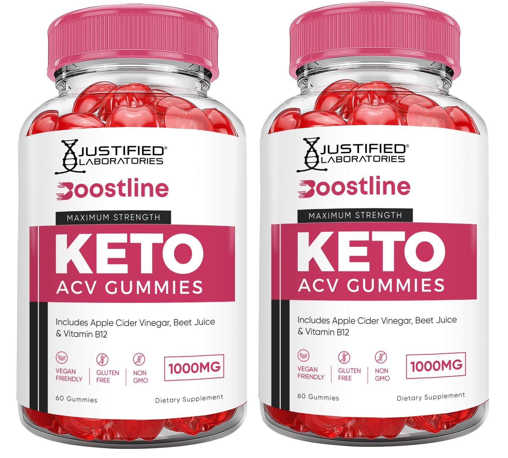 Justified Laboratories Boostline Keto ACV gummies front view for on-the-go vitality