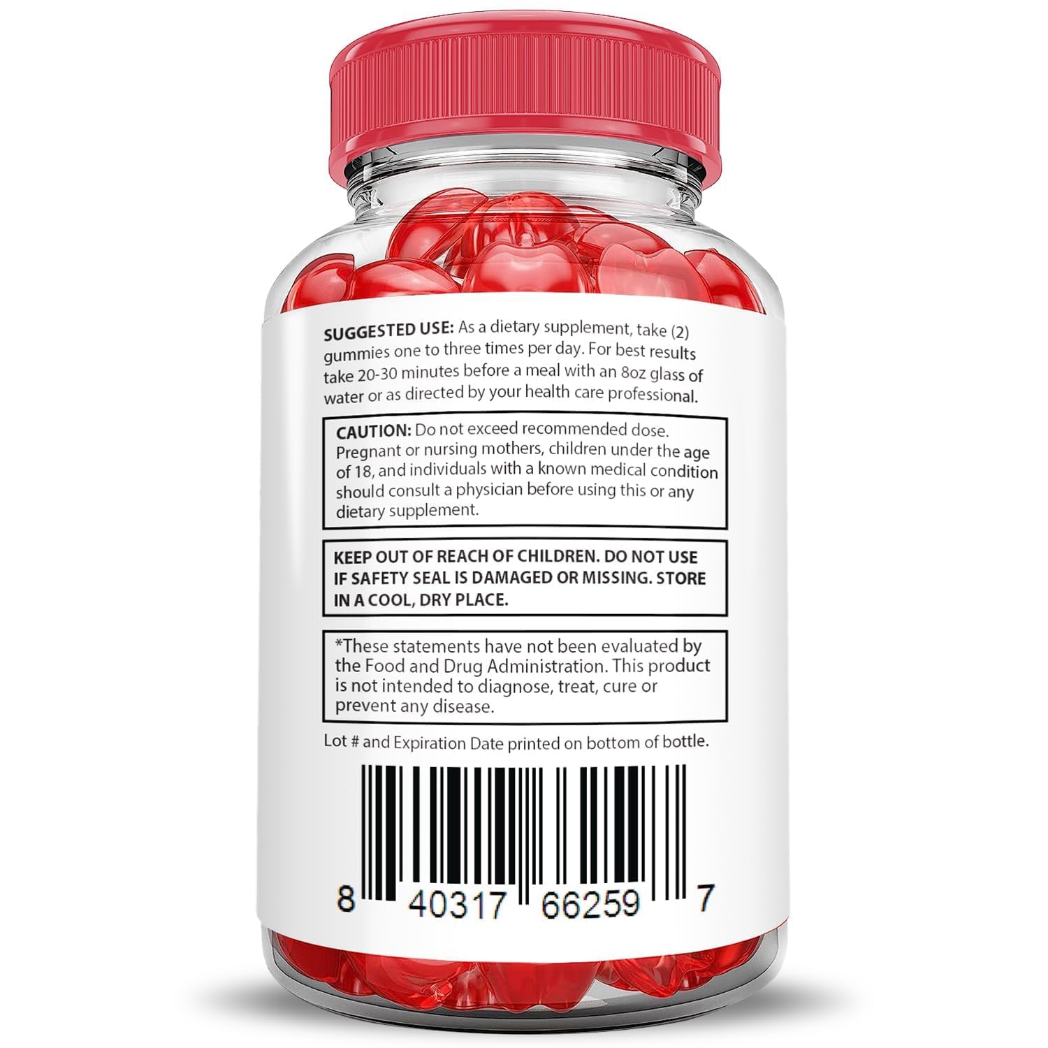 Justified Laboratories Destiny Keto ACV Gummies display GMP-certified facility and vegan non-GMO markers.