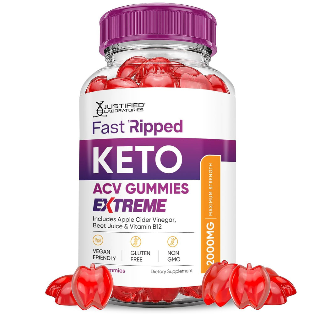 Bottle of Justified Laboratories Fast Ripped Keto ACV Gummies Extreme 60 Gummies