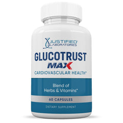 Two bottles of Justified Laboratories Glucotrust Max 1295MG 120 capsules together