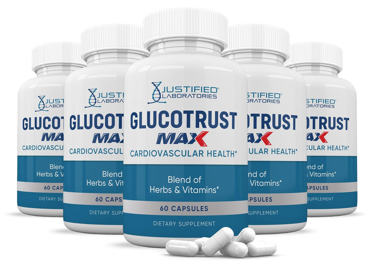 Glucotrust Max 1295MG bottle label showing 60 capsules