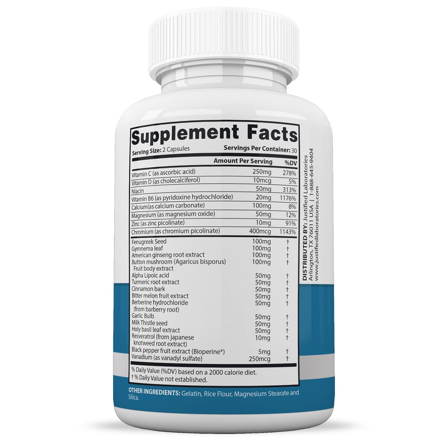 Close-up label of Glucotrust Max 1295mg