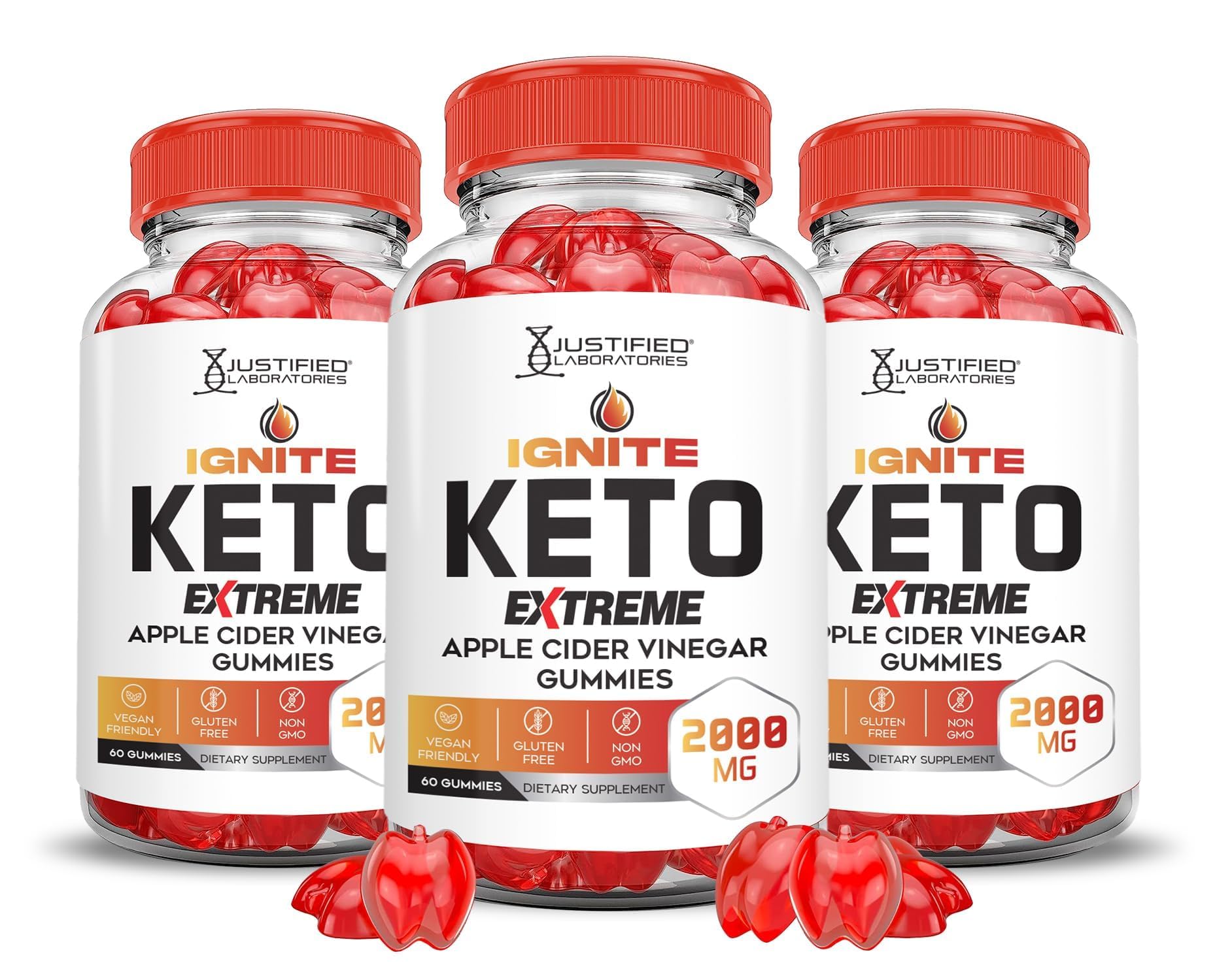 Justified Laboratories Ignite Keto ACV Gummies 3-Pack front view