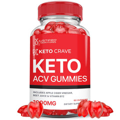 Justified Laboratories Keto Crave ACV Gummies Advanced Formula bottle and gummies