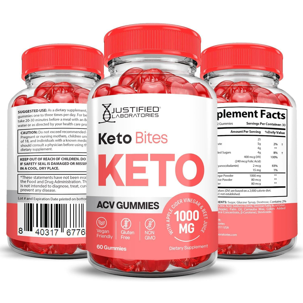 Assorted fruit-flavored Keto Bites gummies in a bowl