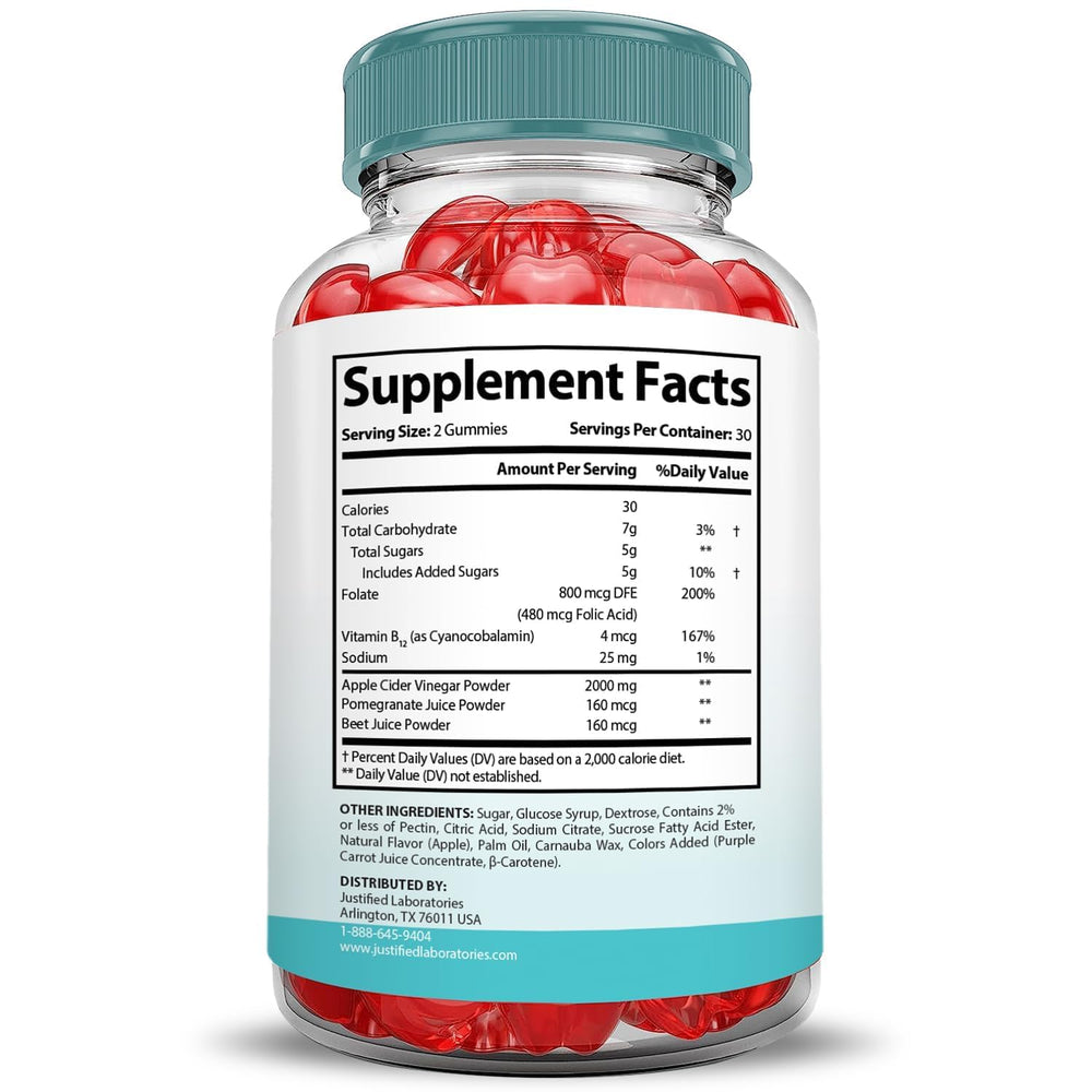 Beet juice and pomegranate ingredients in gummies