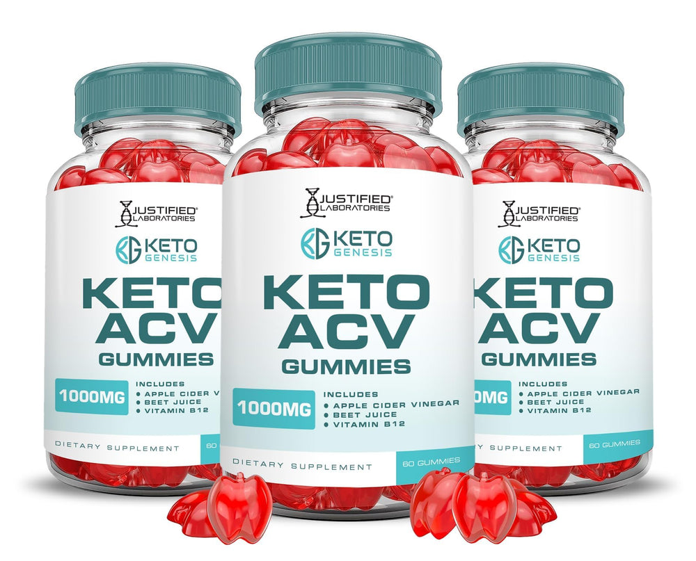 Justified Laboratories Keto Genesis Gummies 3 Pack bottle on white background