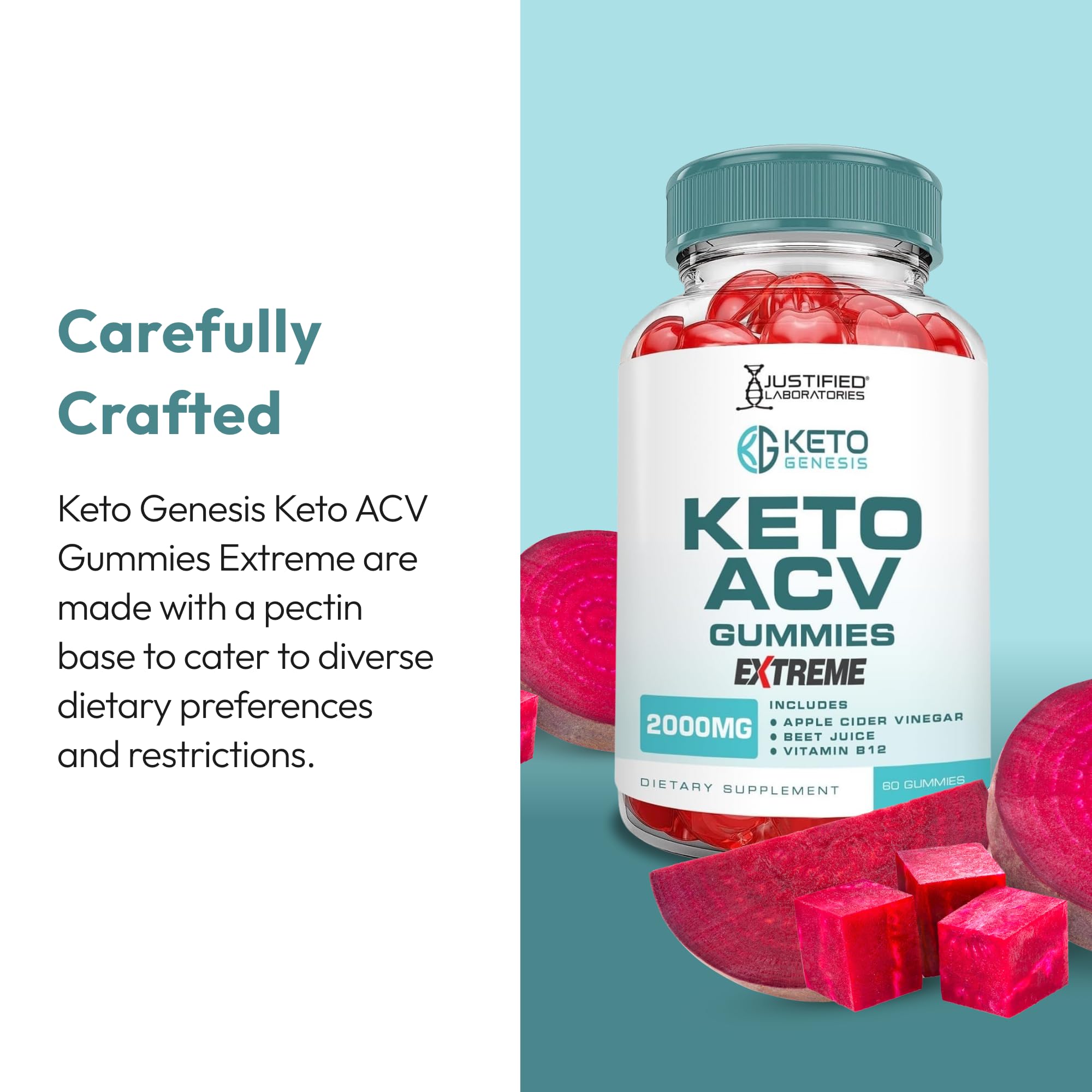 Justified Laboratories Keto Genesis B12 and folate label close-up for daily nutrient support