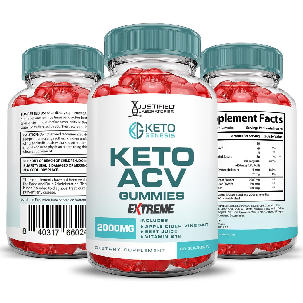 Justified Laboratories Keto Genesis Gummies vegan label communicates plant-based formula.