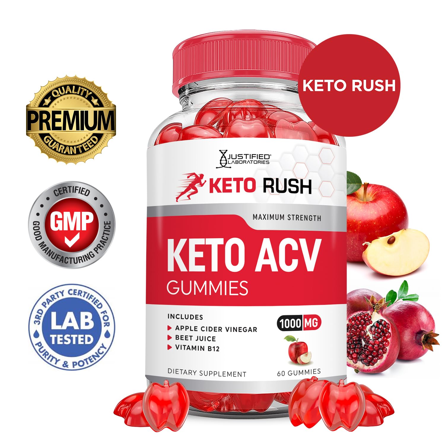 Gummies label image for Justified Keto Rush ACV Gummies